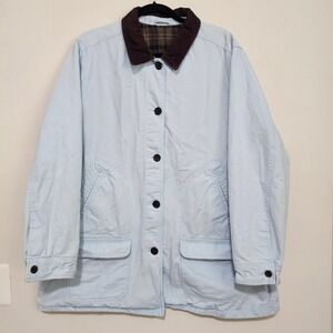 Lands End Blue Barn Jacket Corduroy Collar Flannel Lined Womens 2XL Chore Coat